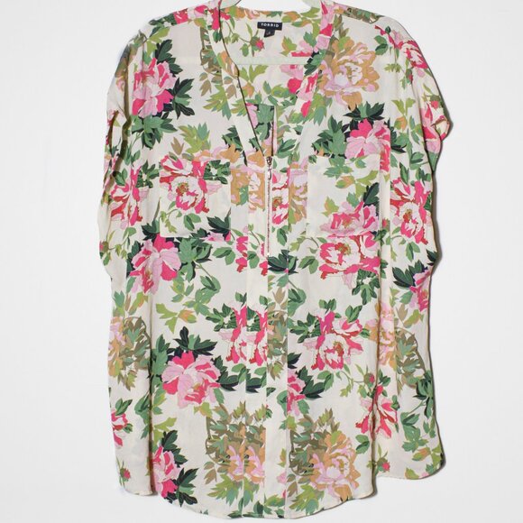 torrid Tops - Torrid Popover Floral Blouse Zipper Front Top Bloomcore Spring Office Size 2 2X